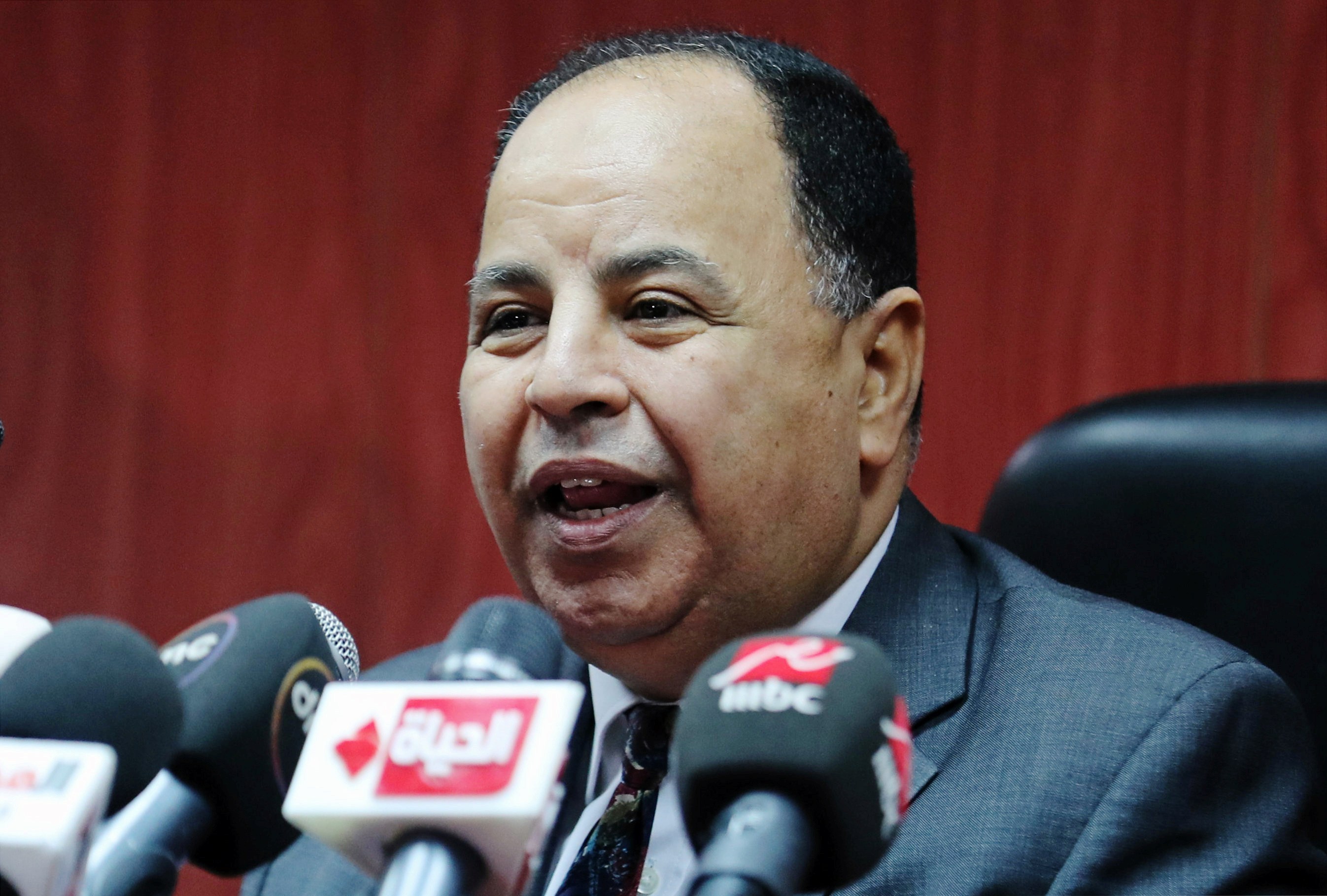 وزير المالية المصري محمد معيط يتحدث خلال مؤتمر صحفي في القاهرة، مصر 5 يوليو (تموز) 2018. (رويترز)