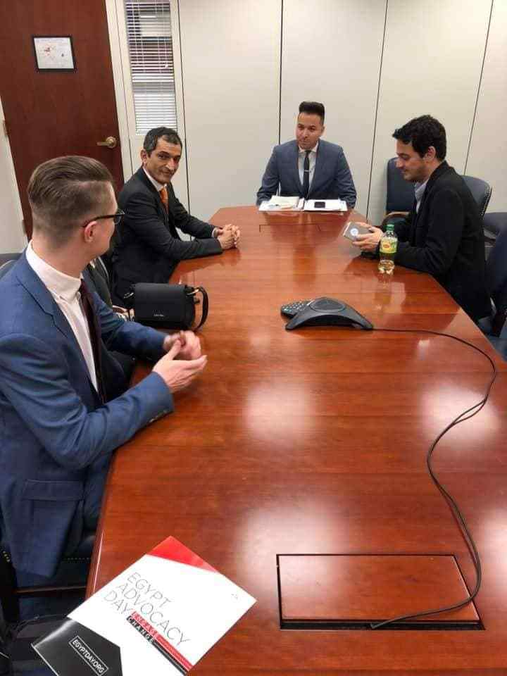 أبو النجا وواكد في جلسة استماع مع أعضاء بالكونغرس الأميركي (الحساب الرسمي لخالد على فيسبوك)