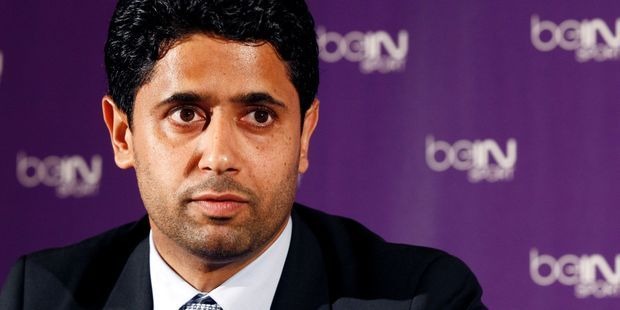 القطري ناصر الخليفي رئيس مجلس إدارة مجموعة "بي إن" الإعلامية ورئيس نادي باريس سان جيرمان الفرنسي (رويترز)