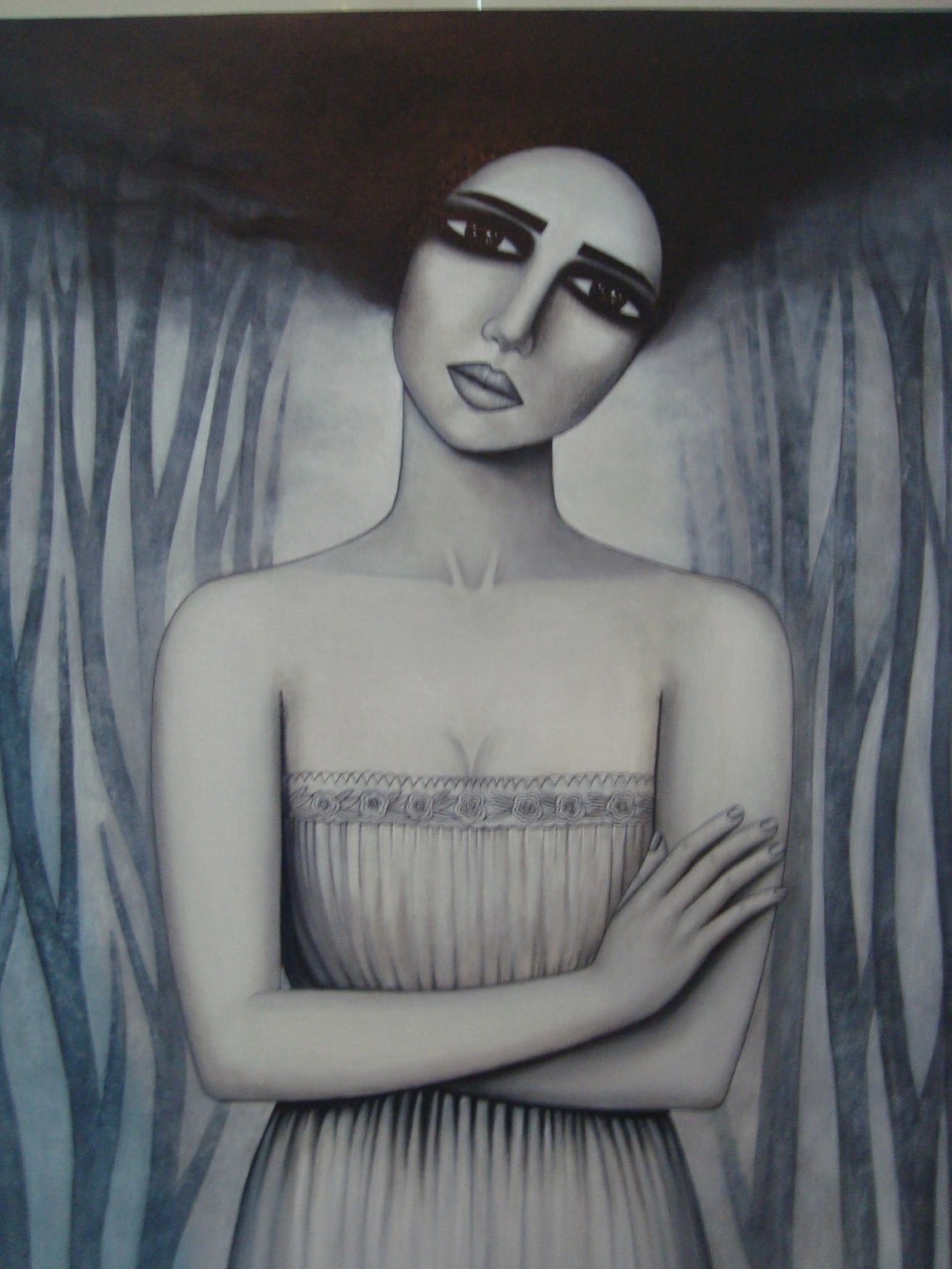 لوحة الفنانة سنا أتاسي في معرض الخريف السنوي بخان أسعد باشا بدمشق.jpg