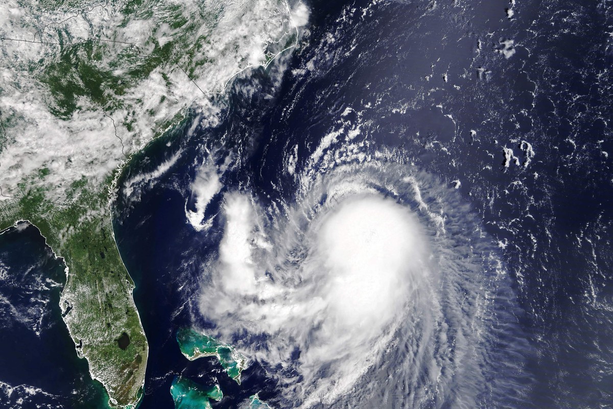 العاصفة "هنري" كما أظهرتها الأقمار الصناعية في المحيط الأطلسي (أ ف ب)