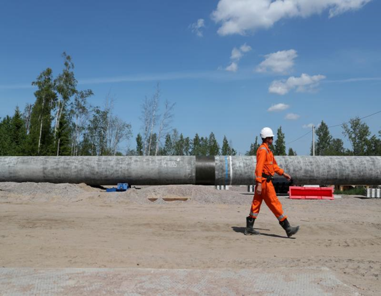 بناء خط أنابيب الغاز "نورد ستريم 2" بالقرب من كينجيسيب بروسيا، بتاريخ يونيو 2019