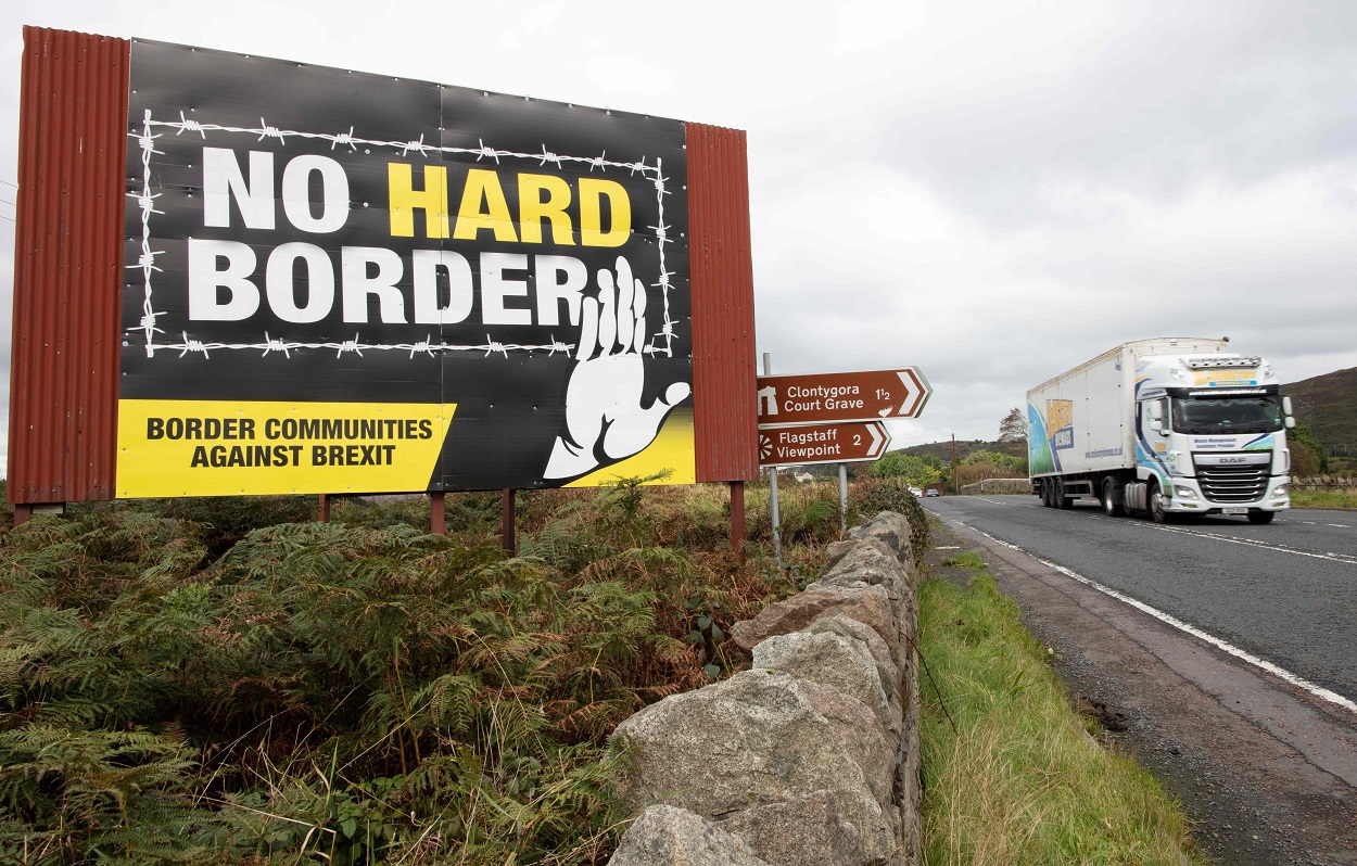 An anti-Brexit billboard seen from the Dublin road in Newry, Northern Ireland_getty.jpg