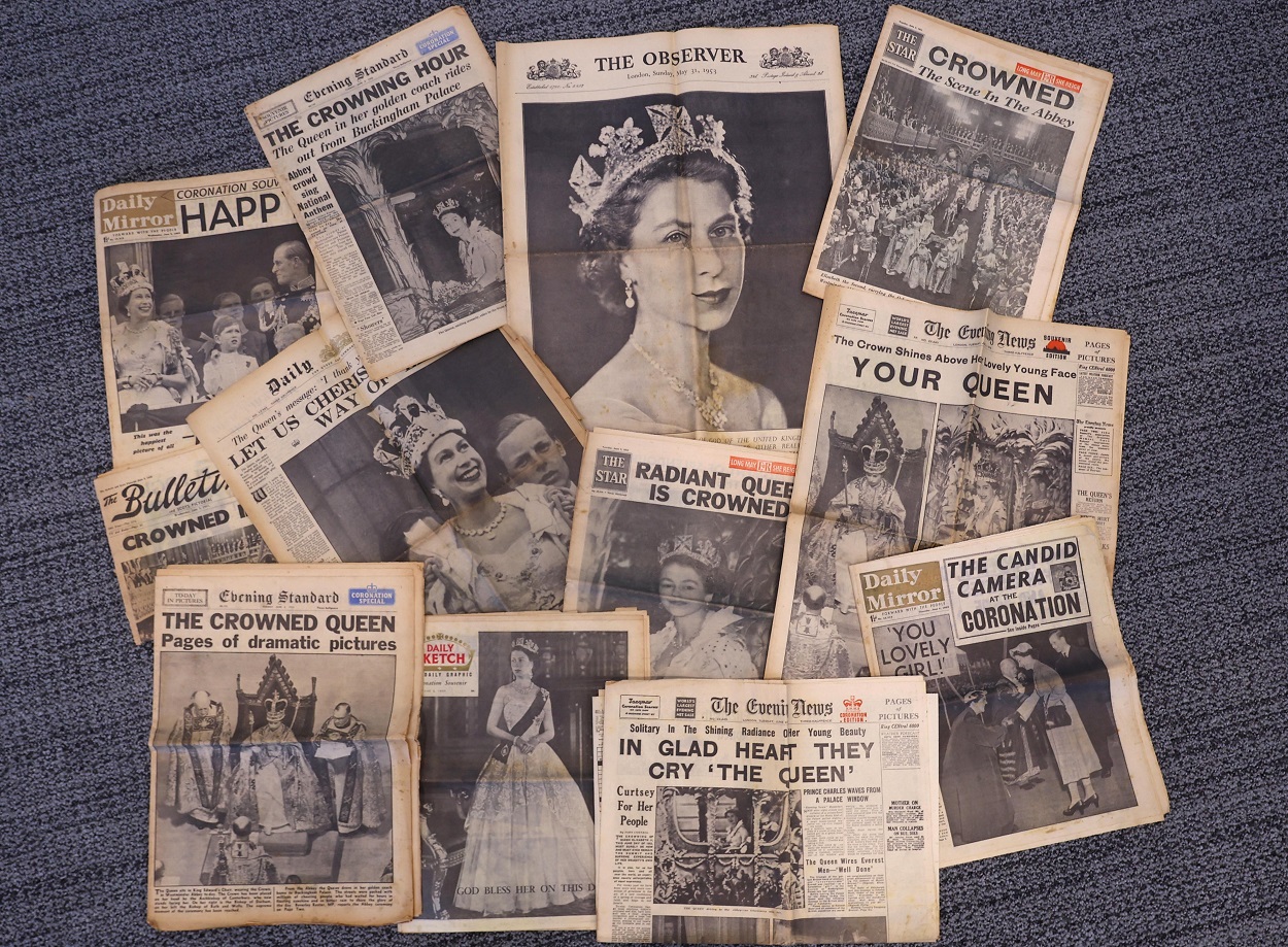 UK newspapers' front pages from Britain's Queen Elizabeth II's Coronation in 1953 are displayed_rtr.jpg
