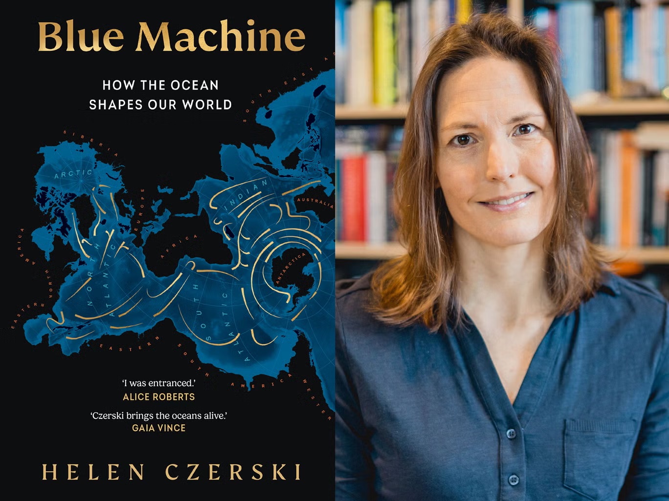  يتأمل كتاب "آلة زرقاء: كيف يشكل المحيط عالمنا" لهيلين تشيرسكي الضرر الذي تلحقه الملوثات وتغير المناخ بالمحيط (إيما غيبسون)
