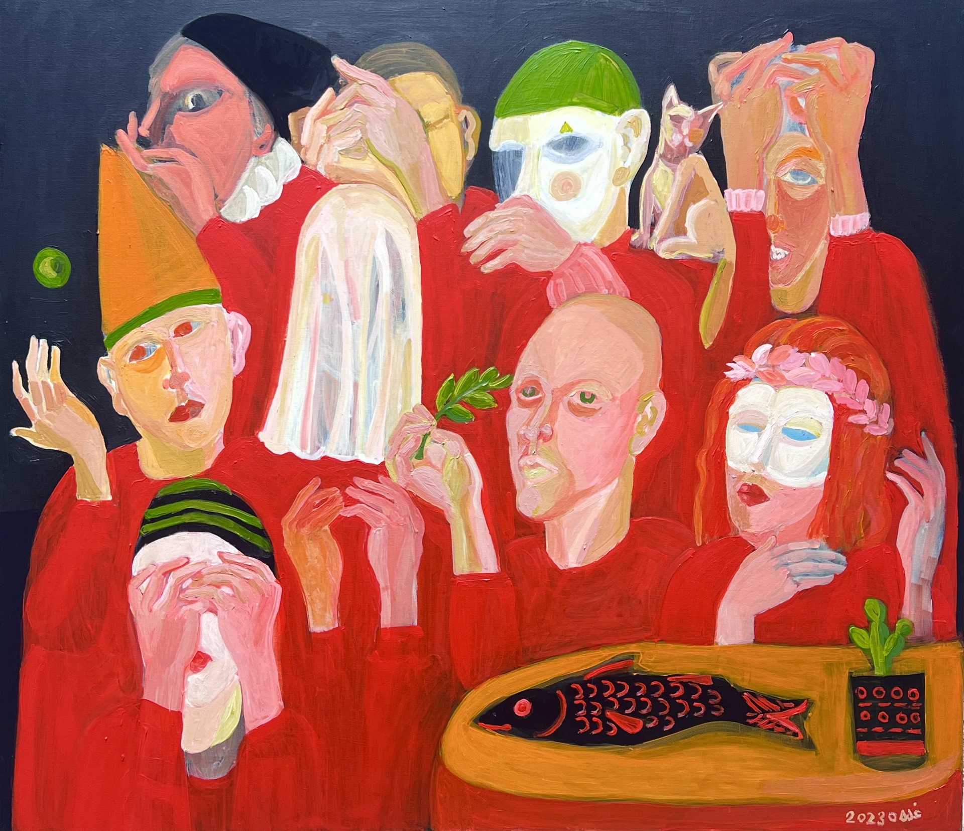 thumbnail_Fish and Cactus Table  2023  Acrylic on canvas  120x140 cm.jpg