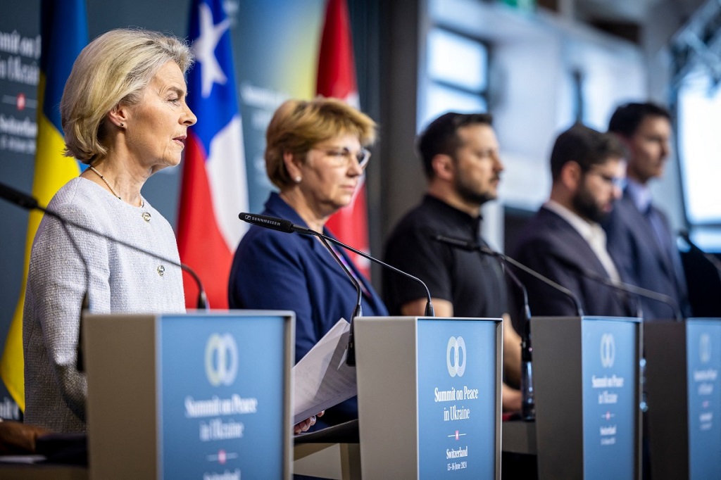 جانب من المؤتمر الصحفي الختامي لقمة السلام في أوكرانيا (أ ف ب).jpg