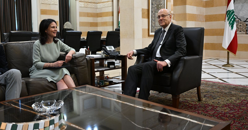 التقى ميقاتي وزيرة خارجية ألمانيا في مستهل زيارة رسمية للبنان (الوكالة الوطنية)