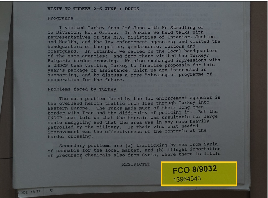  تنشر "اندبندنت عربية" وثائق تتناول أوضاع المخدرات في تركيا ومحاولات مكافحتها (الأرشيف البريطاني)