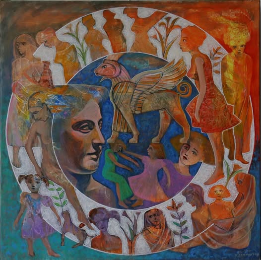 thumbnail_من أعمال الفنان نبيل سمان في معرضه بغاليري زوايا بدمشق.jpg