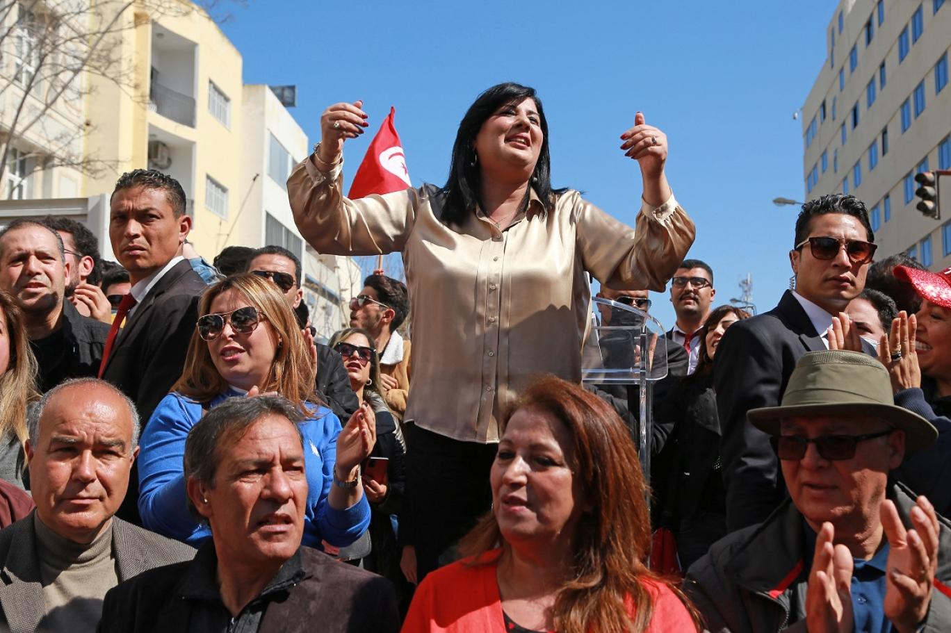 زعيمة الحزب الدستوري الحر عبير موسى أبرز معارضة تونسية (أ ف ب).jpg