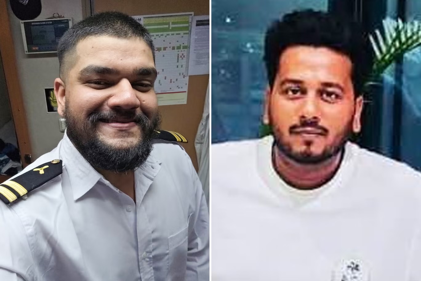 قُتل هيرامب كارماركار، 30 عاماً، وروهان كومار، 31 عاماً، في غارات إيرانية على سفن تجارية (اتحاد بحارة الهند الأمامي/صورة من عائلة الضحية)
